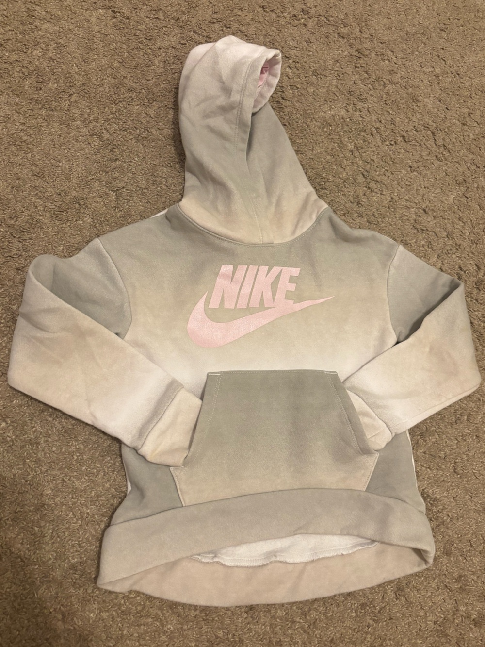 Nike Light Cream and Pink Logo Kids Hoodie